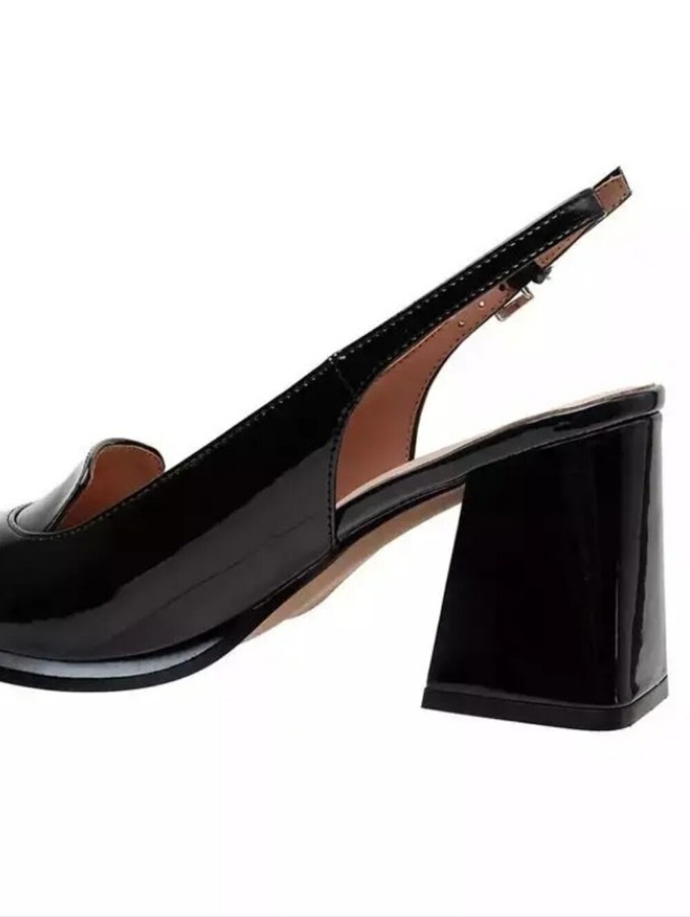 Classic Patent Black Pumps with Block Heel - Picture 4 of 11